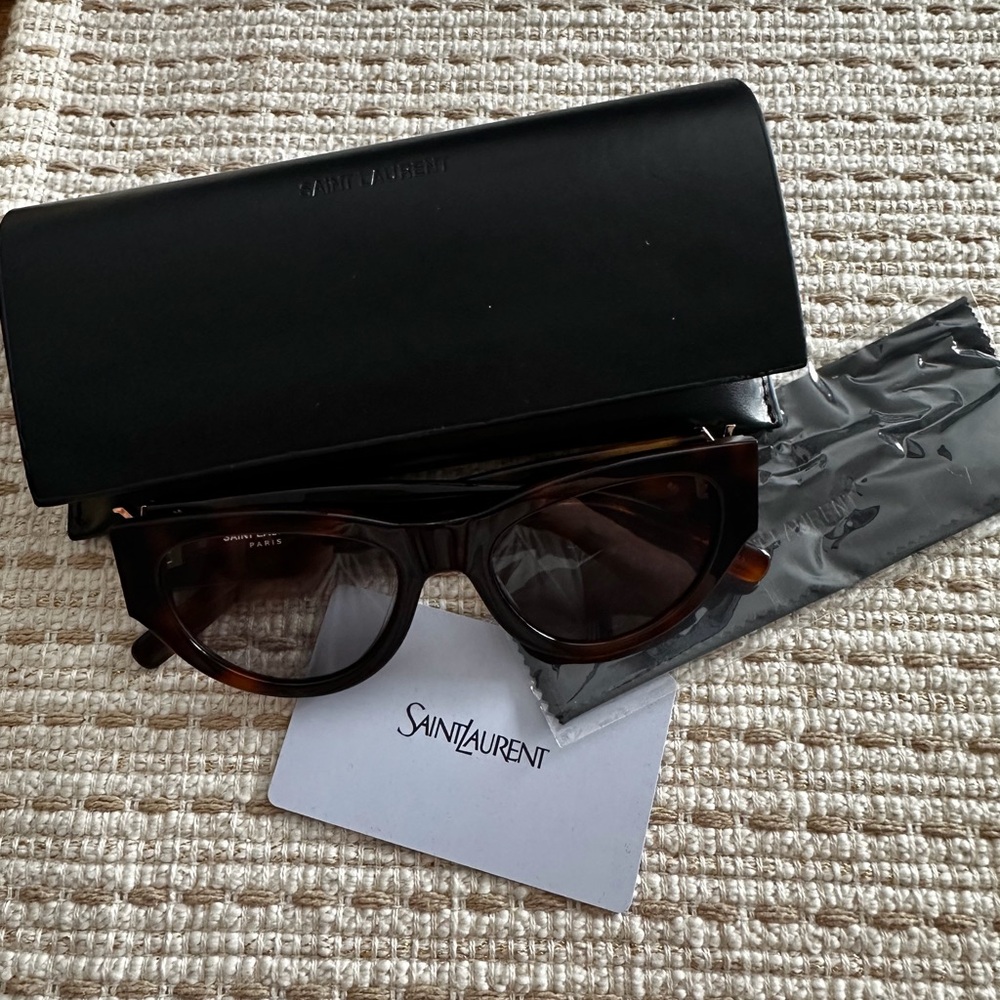 YSL Brown Sunglasses with Gold Accents - Picture 3 of 12